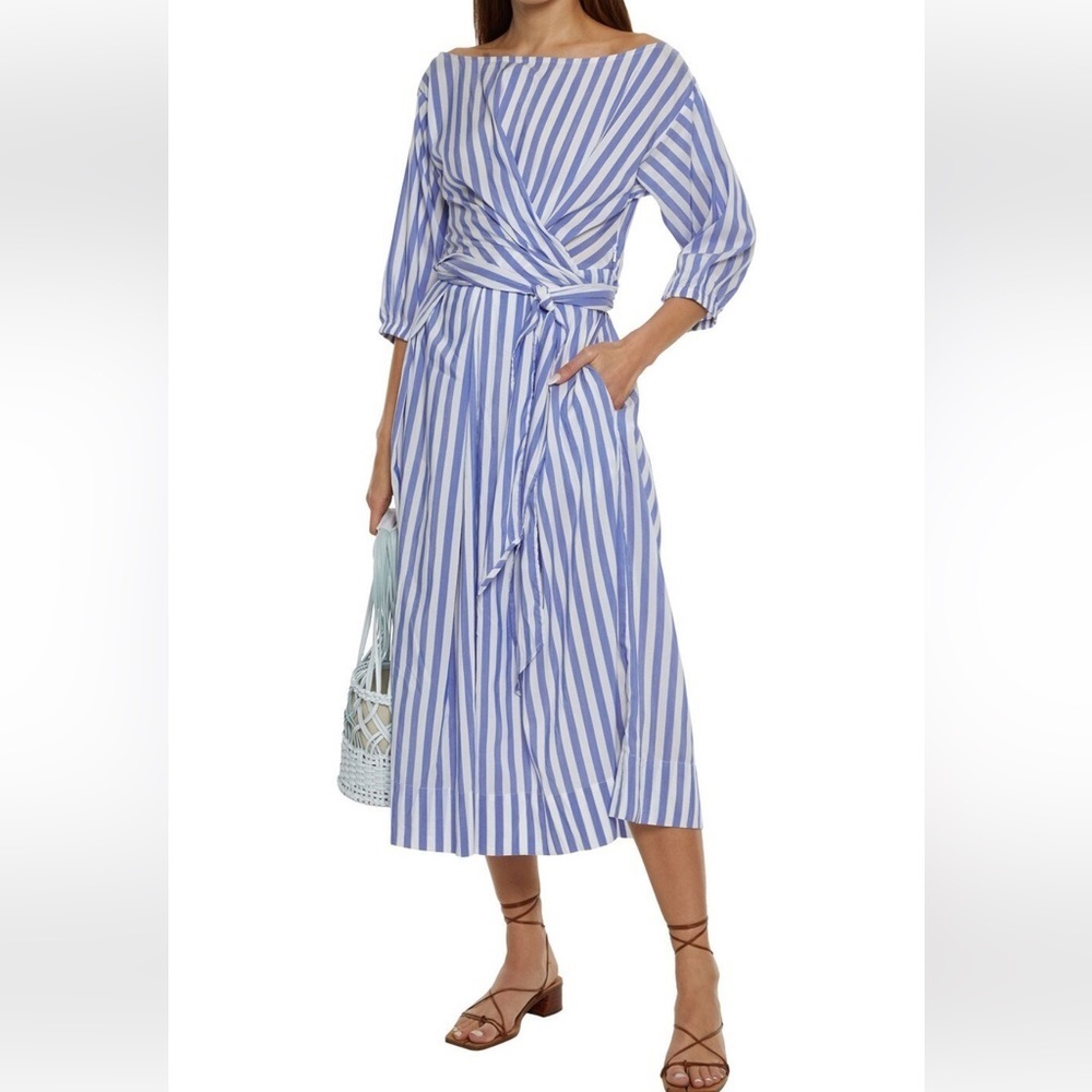 Solid & Striped Diane tie front striped midi dress